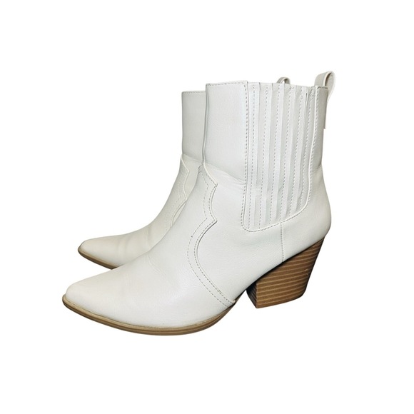 Lulus Shoes - Lulus Vancy Stone Pointed Toe Mid Calf Boots‎ Cream White Western Women's 9